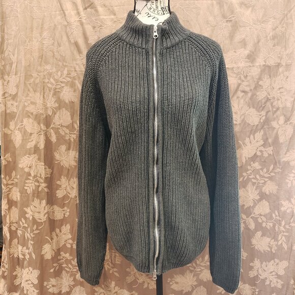 Brandini Le Collezioni 100% Cotton Double Zip Knit Sweater, Size L, EUC! - Picture 1 of 5